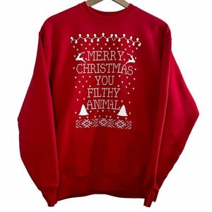 Home Alone “Merry Christmas You Filthy Animal” Quote Christmas Sweater Size M
